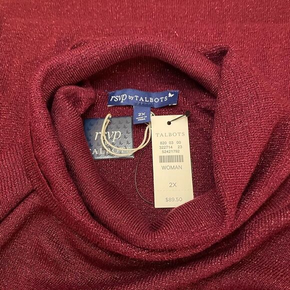 RSVP by Talbots Shimmer Turtleneck | Bordeaux Burgundy | NWT - Picture 7 of 10